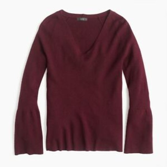 EUC J.Crew Peplum Sleeve V-Neck Sweater - Picture 1 of 4